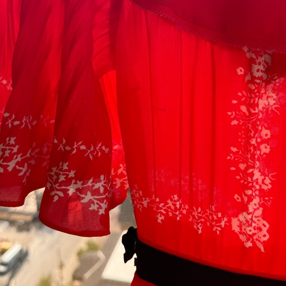 🆕 SELF PORTRAIT 🧿 NWOT Red Flower Spell Pleated Maxi Dress - CUT TAGS -Size 0 - Picture 12 of 16